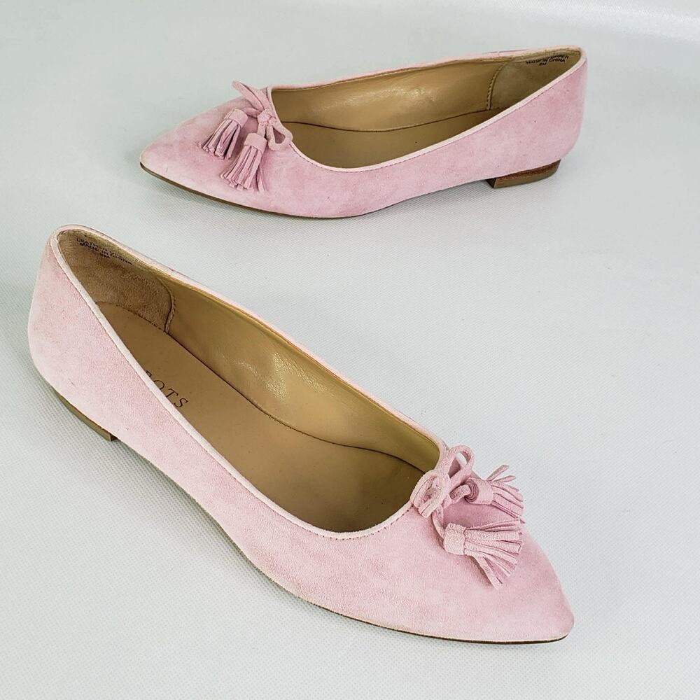 Talbots Flats Ballet Poppy Bow Suede Pink Slip On Women’s Size 8